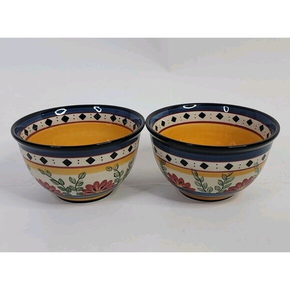 Vintage Pier 1 Alexandria Floral Soup Bowls (Set of 2) - Picture 7 of 7